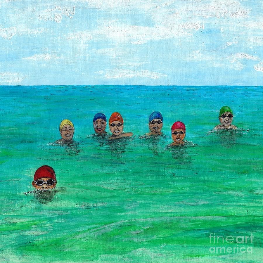 Swimming Team Sea Swimmers Painting By Breezy Cove