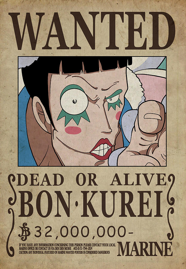 One Piece Wanted Poster BON KUREI Digital Art By Niklas Andersen
