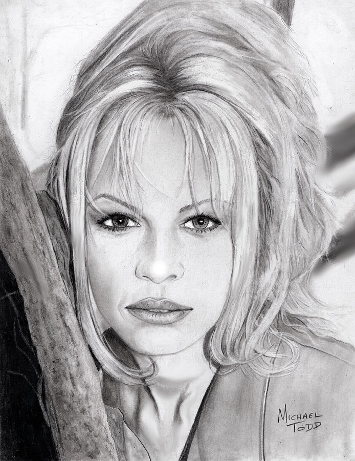 Pamela Anderson Drawing By Michael Todd Pixels