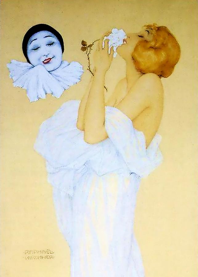 Pierrot And The White Rose By Raphael Kirchner Digital Art By Raphael