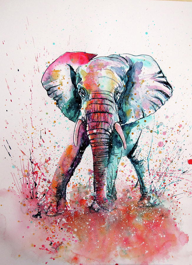 Playful Elephant Ii Painting By Kovacs Anna Brigitta Fine Art America