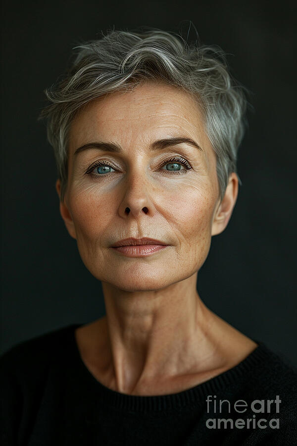 Portrait Of Mature Woman Small Eyes Low Eyebrow By Asar Studios