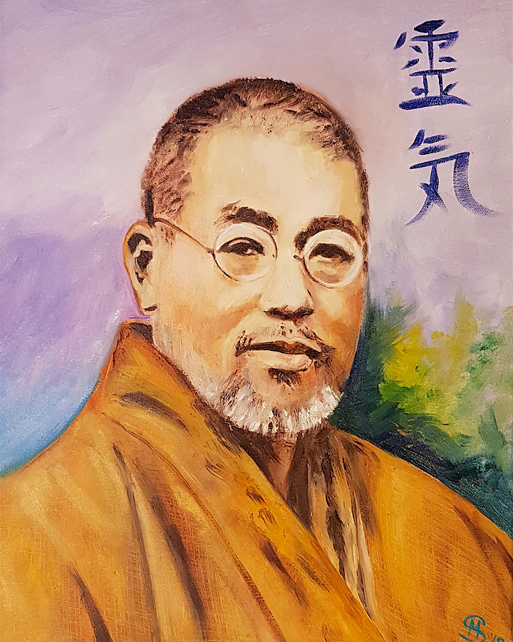 Portrait Of Mikao Usui Reiki Master Aesthetic Painting By Palmer Walsh