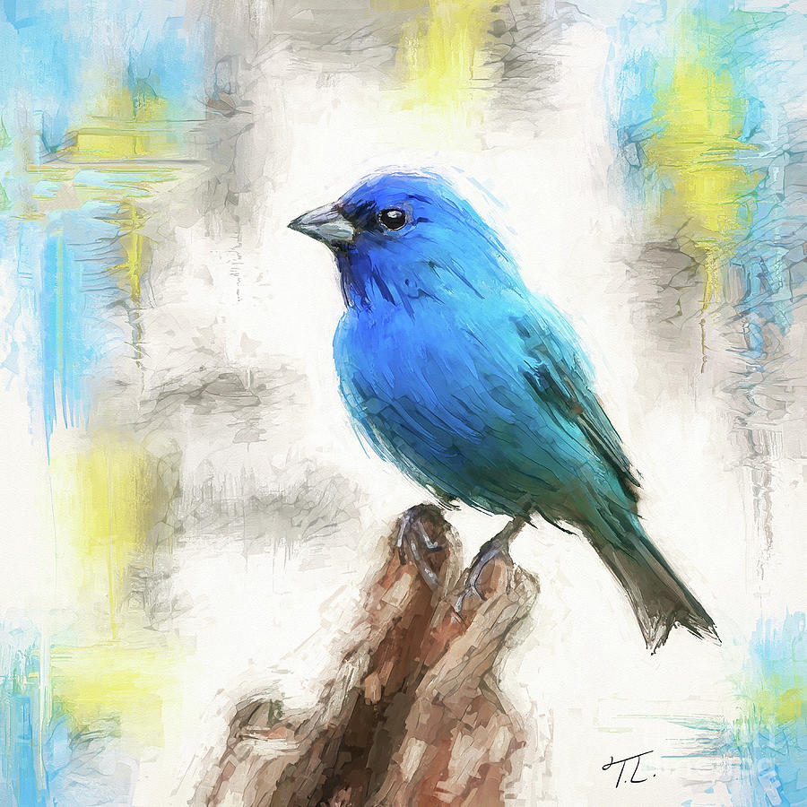 Pretty Indigo Bunting Painting By Tina LeCour Fine Art America