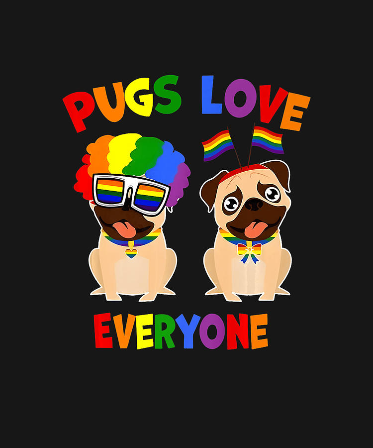 Pride Parade Pugs Love Everyone LGBT Pugs Gay Pride LGBT Drawing By