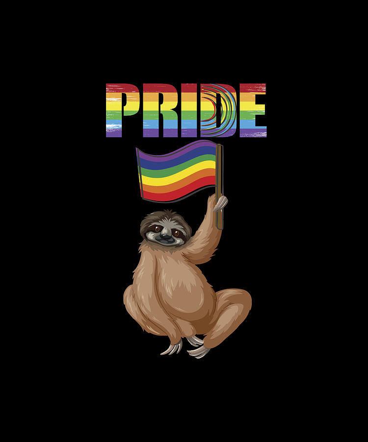 Pride Rainbow Flag Sloth Gay Pride Ally LGBT Trans Digital Art By Eboni