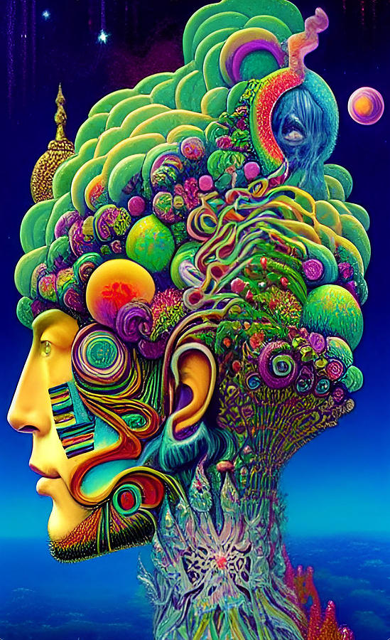 Psychedelic Portrait Digital Art By Barroa Artworks Fine Art America