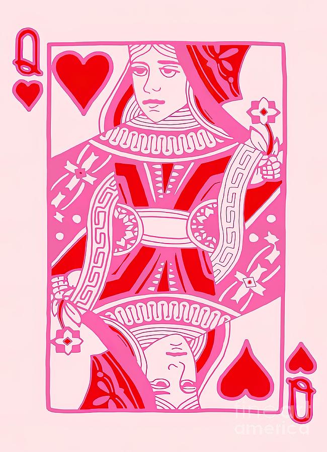 Queen Of Hearts In Pink Painting By Lee Jasmine Fine Art America