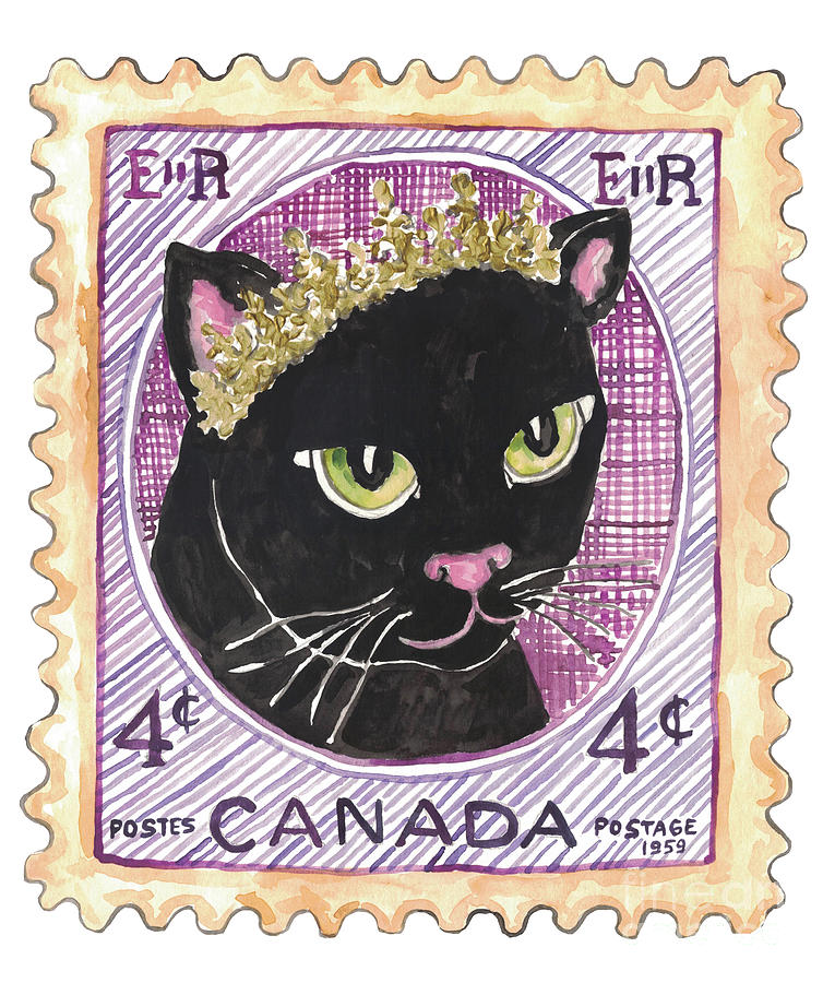 Queen Stamp Cat Painting Wall Poster Watercolor Painting By Maryna