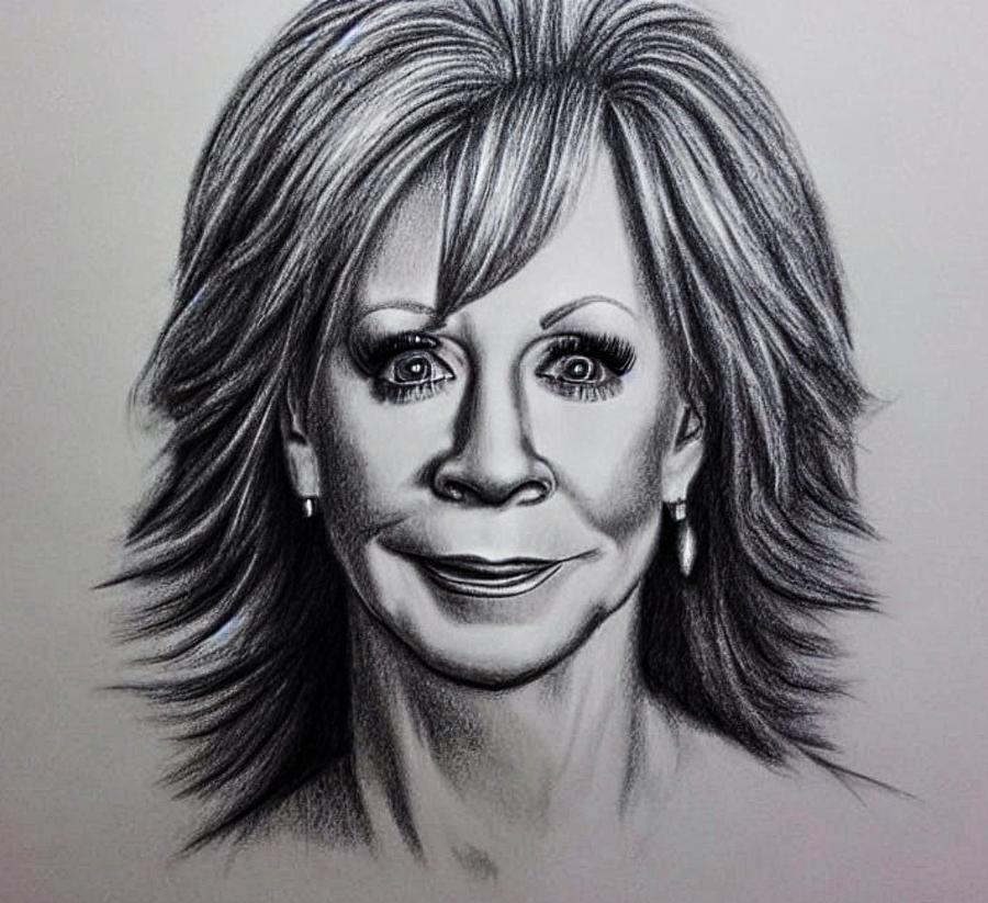 Reba McEntire Portrait Drawing Digital Art By Bob Smerecki Pixels