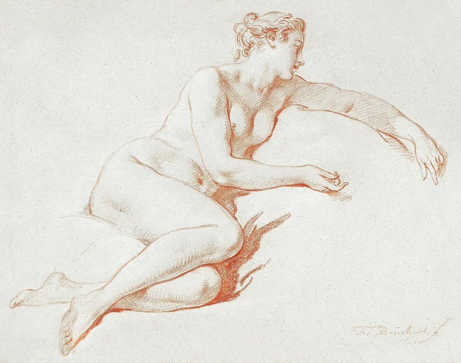 Reclining Female Nude Drawing By Francois Boucher Fine Art America