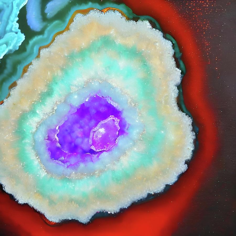 Red And Teal Geode Painting By Kandace Mell Fine Art America