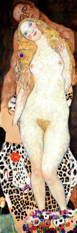 Remastered Art Adam And Eve By Gustav Klimt B Painting By