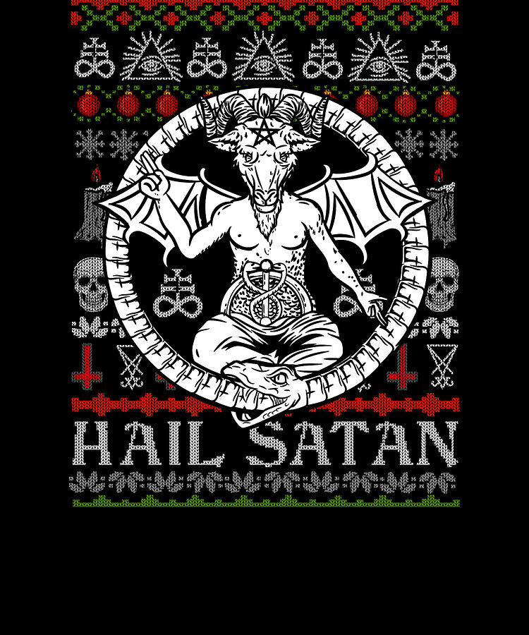 Satanic Christmas Hail Satan Ugly Sweater Digital Art By Bi Nutz Fine