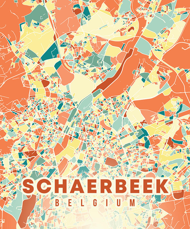 Schaerbeek Belgium Map Digital Art By Alexandru Chirila Fine Art America