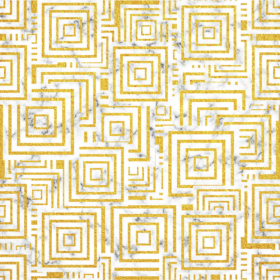 Seamless Geometric Square Pattern Digital Art By Studio Grafiikka