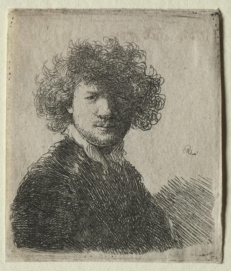 Self Portrait With Curly Hair And White Collar Bust C 1630 Rembrandt