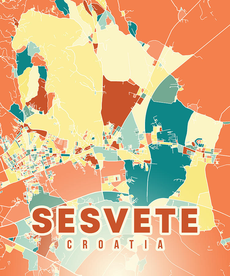 Sesvete Croatia Map Digital Art By Alexandru Chirila Fine Art America