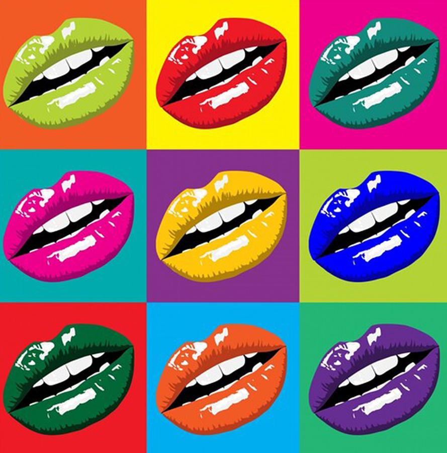 Sexy Lips Pop Art Painting Multicolor Andy Warhol Style Digital Art By