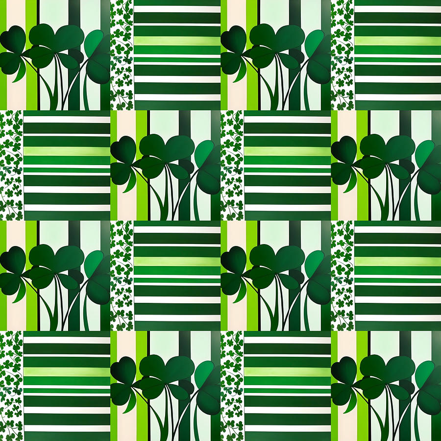 Shamrocks In Squares Digital Art By Dana Roper Fine Art America