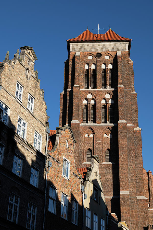 St Mary Tower And Gabled Houses In Gdansk Photograph By Artur Bogacki