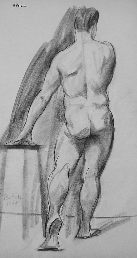 Standing Male Nude Back View Drawing By Robert Holden Fine Art America