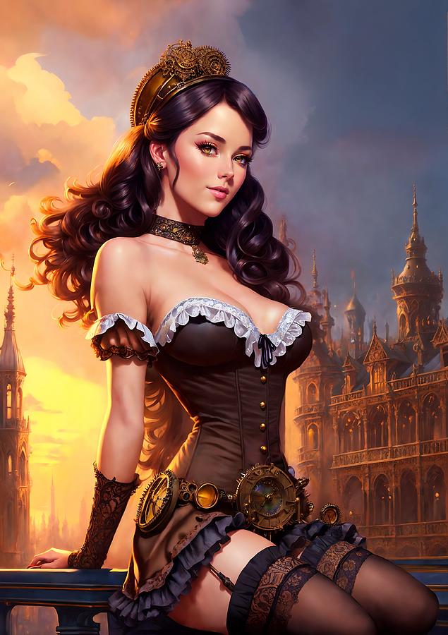 Steampunk Pinup Digital Art By Zoe Sophia Fine Art America