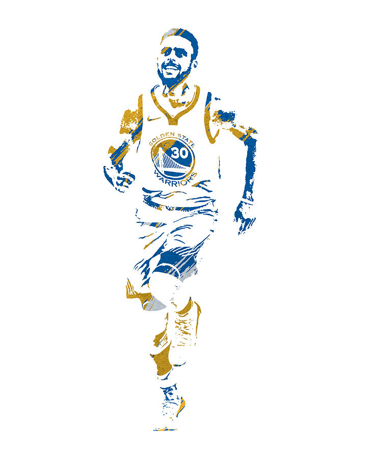 Stephen Curry Golden State Warriors Watercolor Strokes Pixel Art