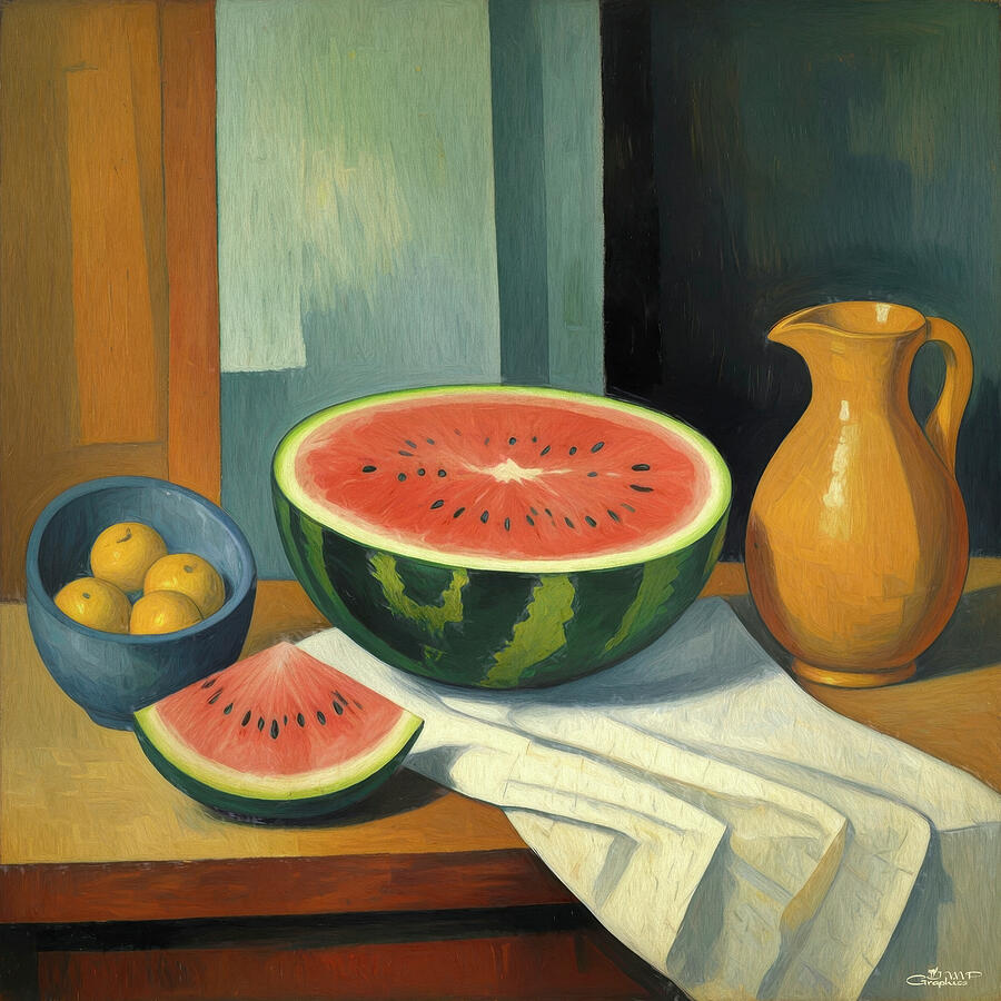 Still Life With Watermelon Digital Art By Jutta Maria Pusl Fine Art