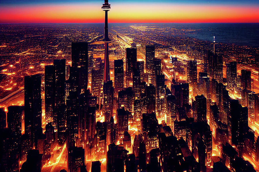 Stylized Toronto Cityscape Digital Art By Aj Etheridge Fine Art America