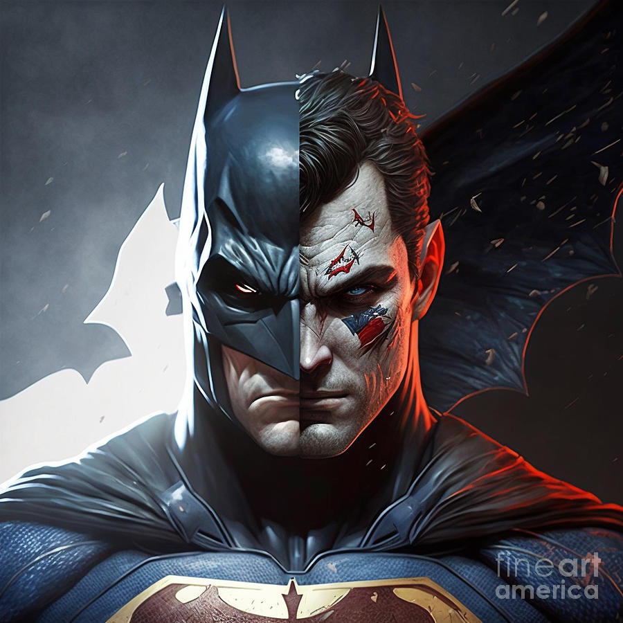 Superman Fused With Batman Digital Art By Life Tech Gaming Fine Art