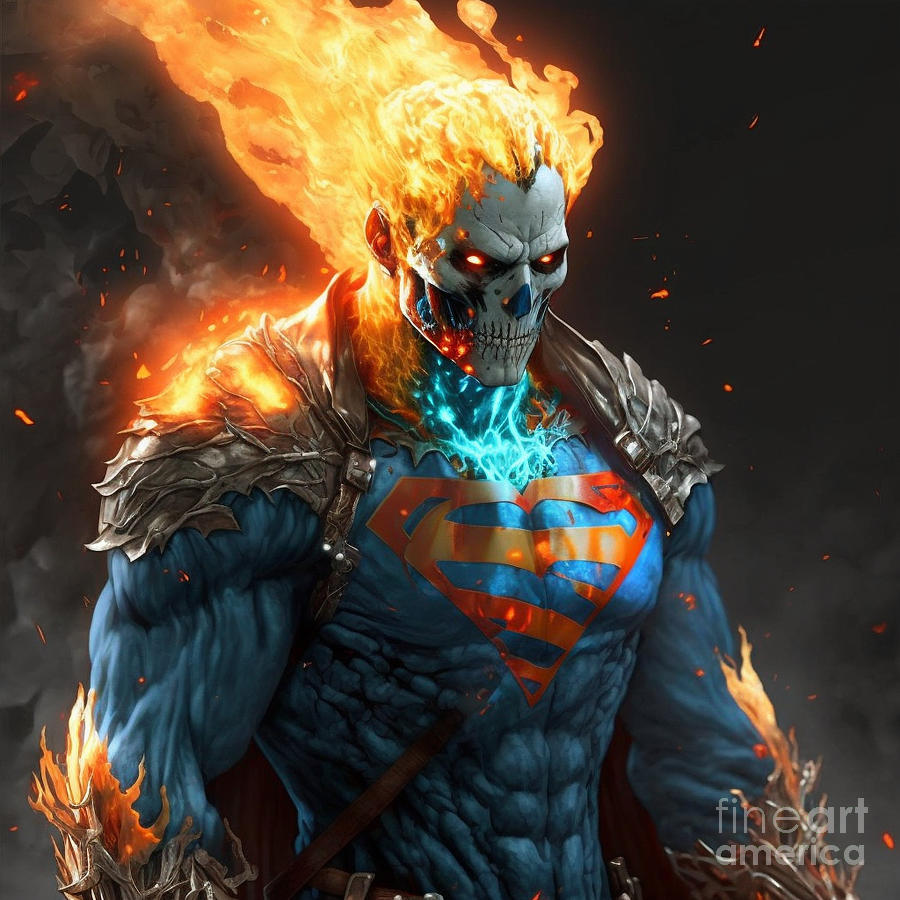 Superman Fused With Ghost Rider Digital Art By Life Tech Gaming Pixels