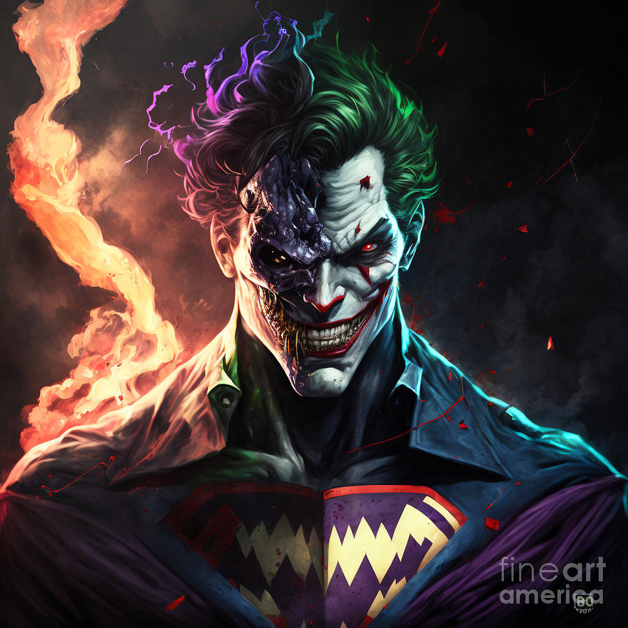 Superman Fused With Joker Digital Art By Life Tech Gaming Fine Art