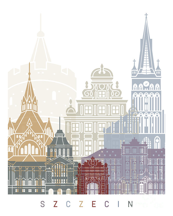 Szczecin Skyline Poster Painting By Pablo Romero