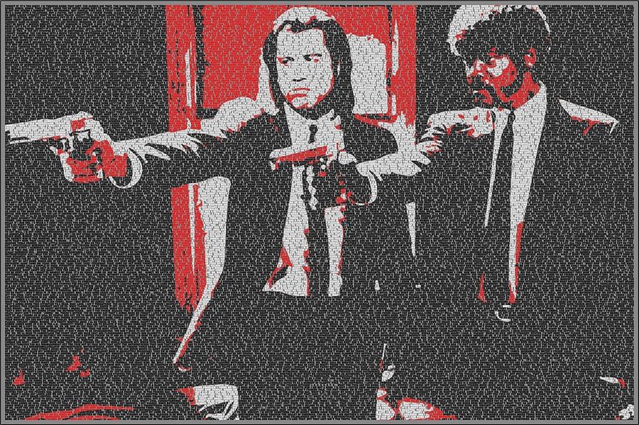 Text Portrait Of Vincent Vega And Jules Winnfield With Full Script Of