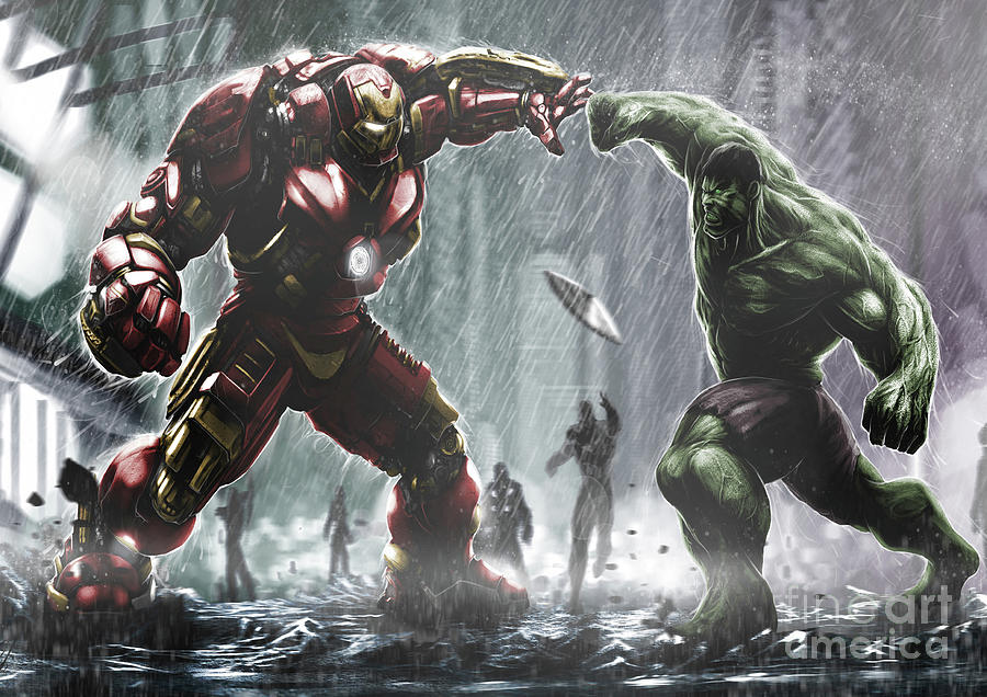 The Avengers Age Of Ultron Hulk Vs Hulkbuster Digital Art By S H