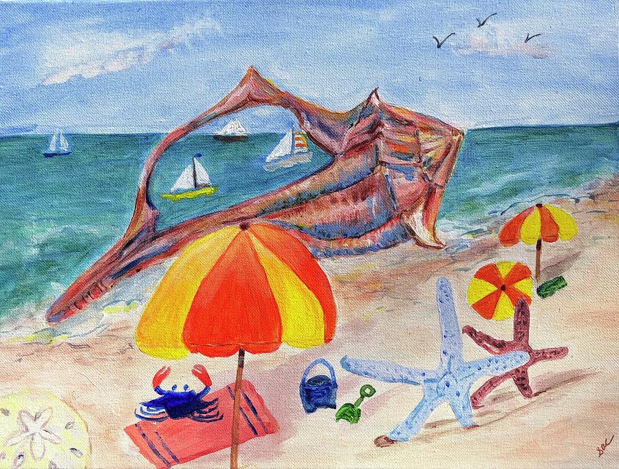 The Beach Painting By Shirley Crawley Fine Art America