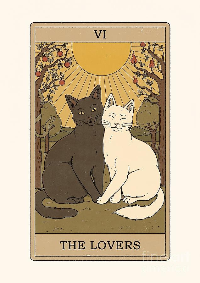 The Lovers Cats Tarot Painting By Davis Eleanor Fine Art America