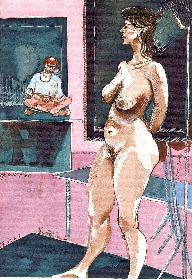 The Naked Mature Women And The Painter Painting By Iti Ion Vincent Danu