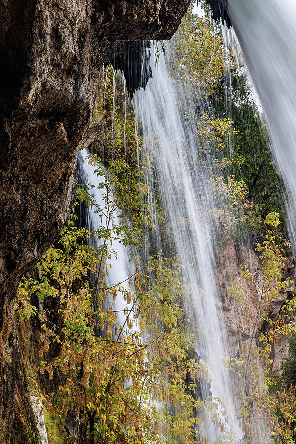 The Waterfalls Of Rifle Falls From Behind In Autumn Photograph By Tony