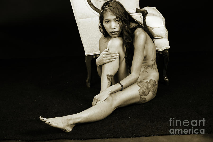 Thin Nude Woman In Black And White Photograph By Kendree