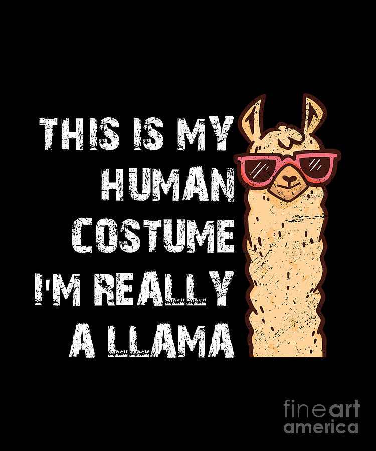 This Is My Human Costume I M Really A Llama Quote Digital Art By