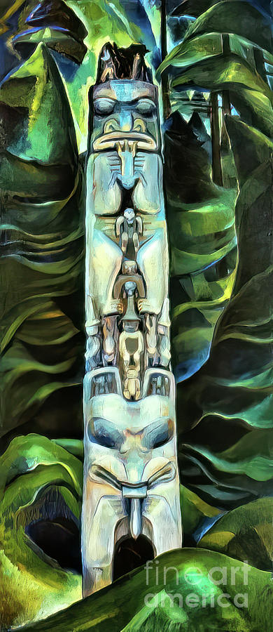 Totem And Forest By Emily Carr Painting By Emily Carr Pixels