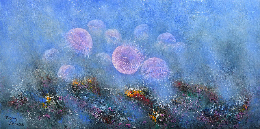 TRANSPARENT BEAUTIES Ocean Landscape Pink Jellyfish With A Coral