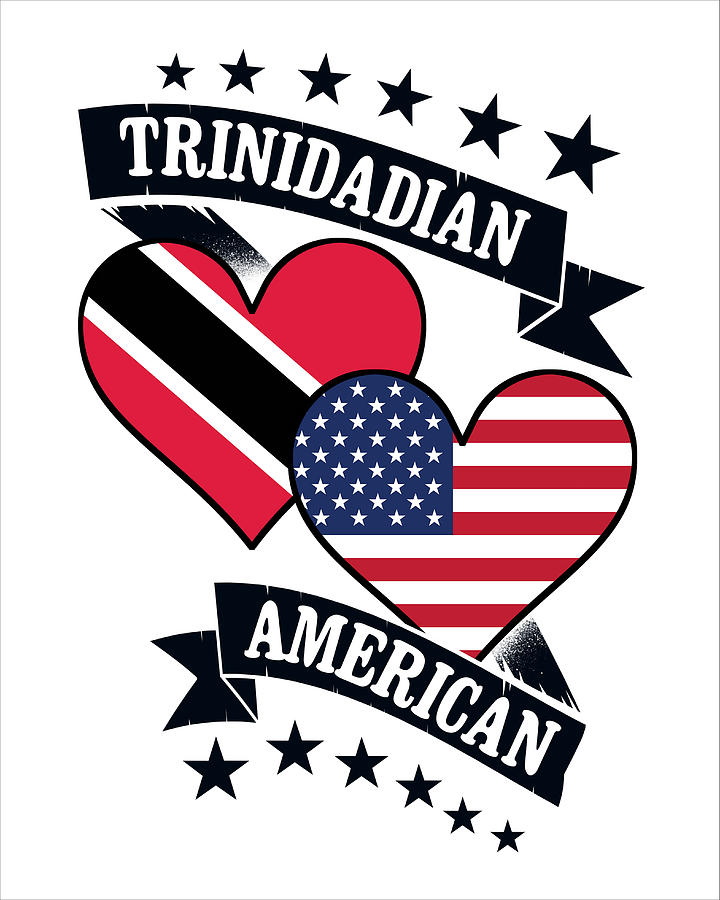 Trinidadian American Heart Flags Trinidad And Tobago America Digital