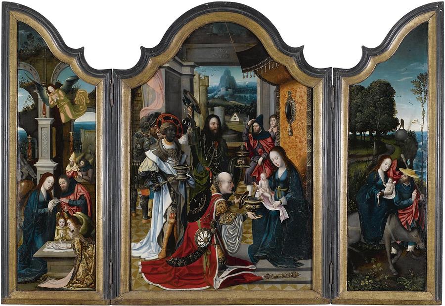 Triptych With The Adoration Of The Magi Nativity And Flight Into Egypt