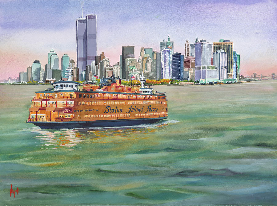 Twin Towers Staten Island Ferry Painting By Donna Napoli Steele