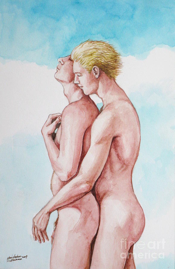 Two Naked Males Collided In The Breeze Painting By Christopher