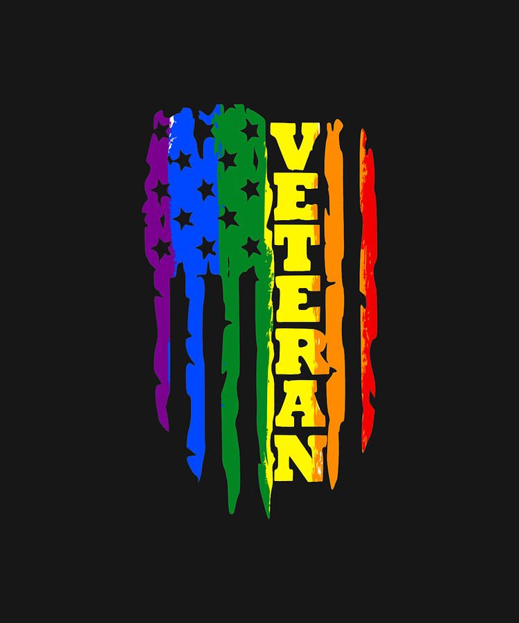 Veteran Lgbt Gay Pride Rainbow American Flag Military Drawing By