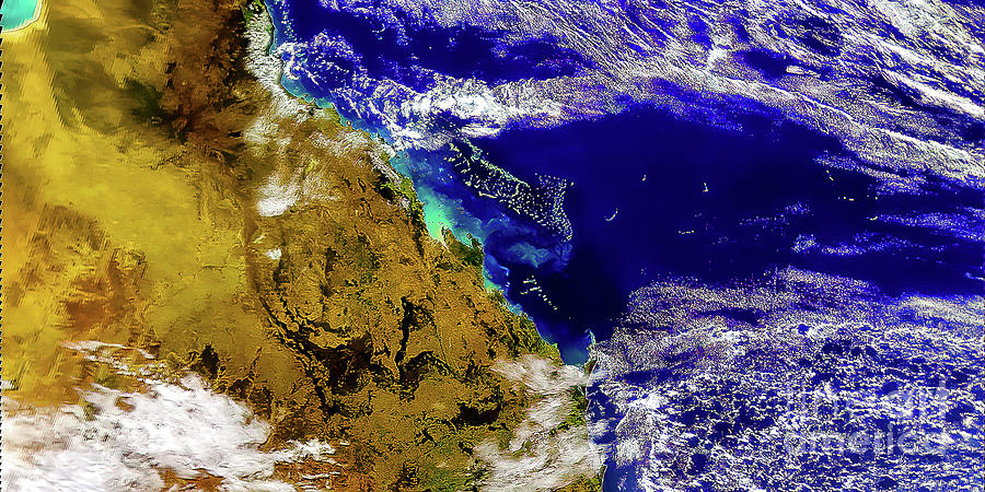 View Of Great Barrier Reef Australia From Space Photograph By M G